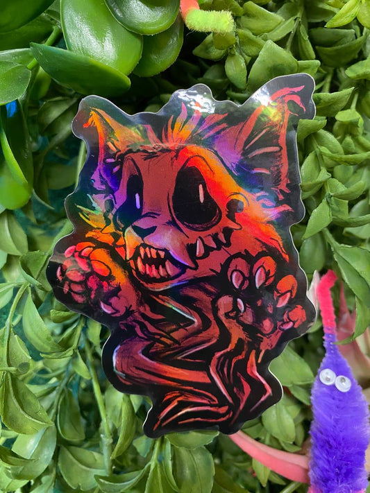 Red Ghost Creep Cat Sticker