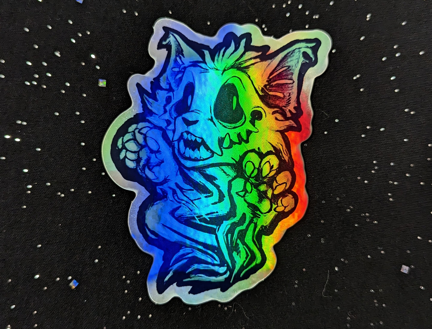 Blue Ghost Creep Cat Sticker