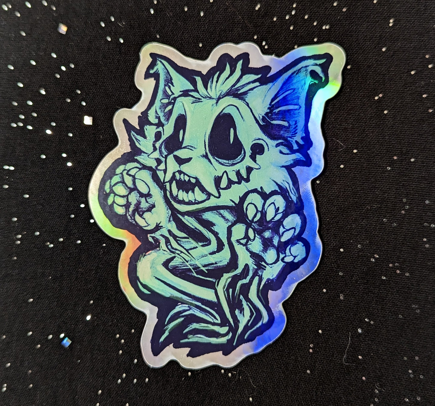 Blue Ghost Creep Cat Sticker