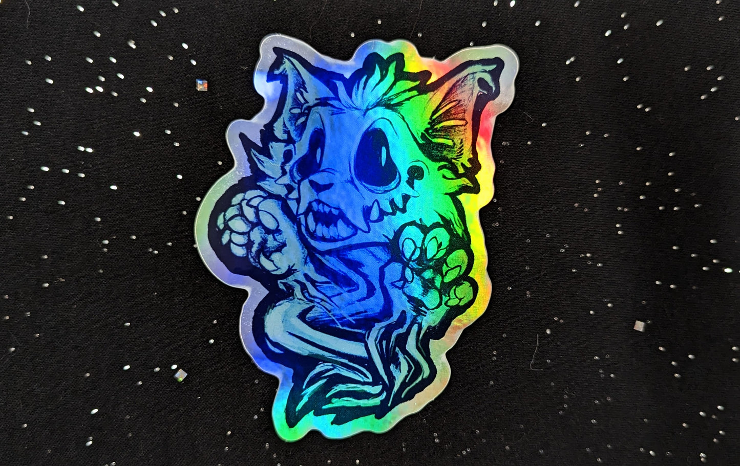 Blue Ghost Creep Cat Sticker